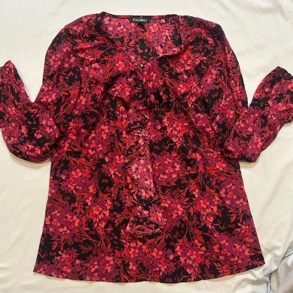 Roz & Ali Vibrant Floral Blouse with Ruffles - Picture 13 of 13